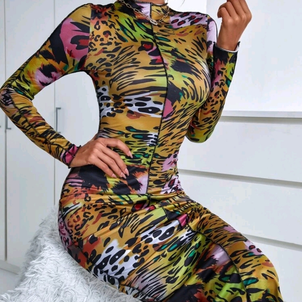 Printed Midi Body Con dress